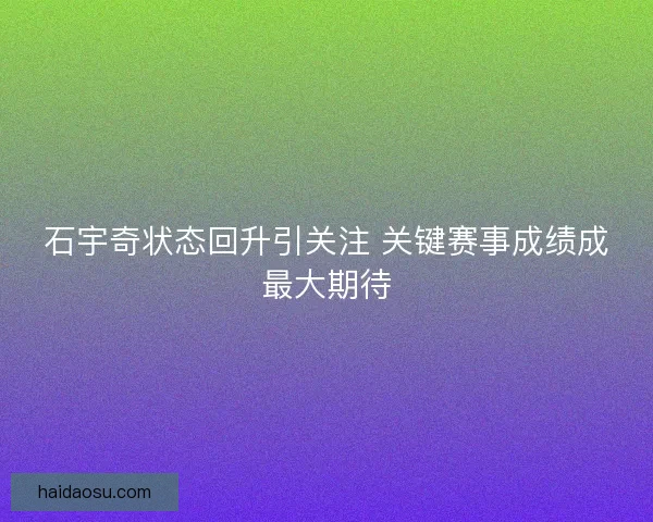 石宇奇状态回升引关注 关键赛事成绩成最大期待